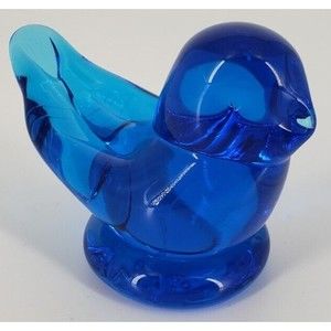 Blue Bird of Happiness Art Glass Figurine Signed Leo Ward Studios 2019